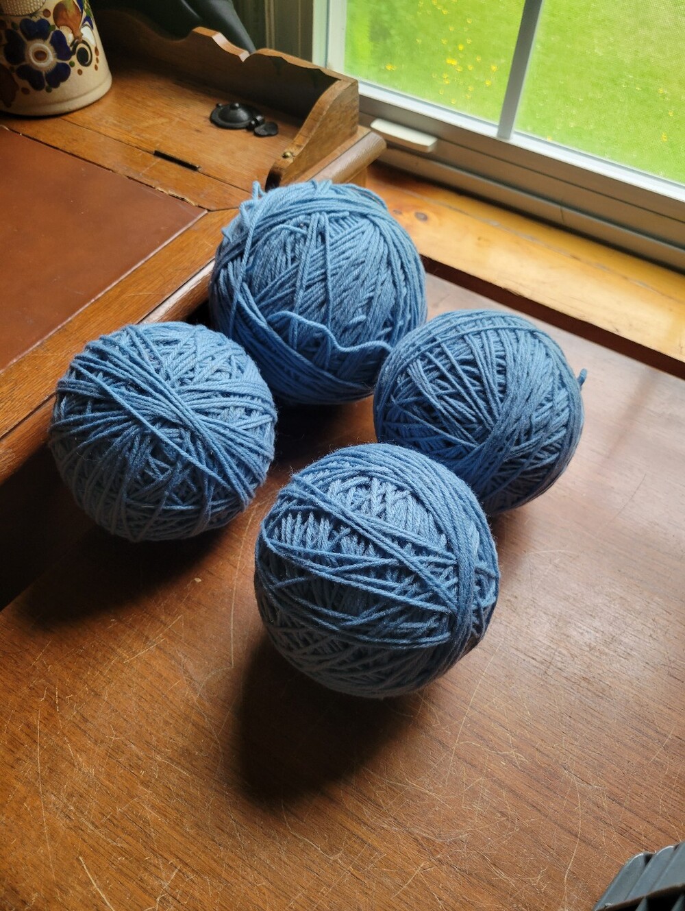 4 Large Balls Of Blue Yarn